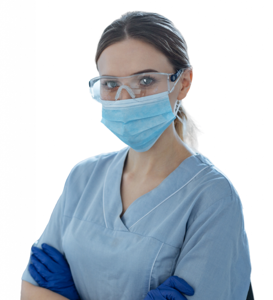 Woman in personal protective equipment during COVID-19